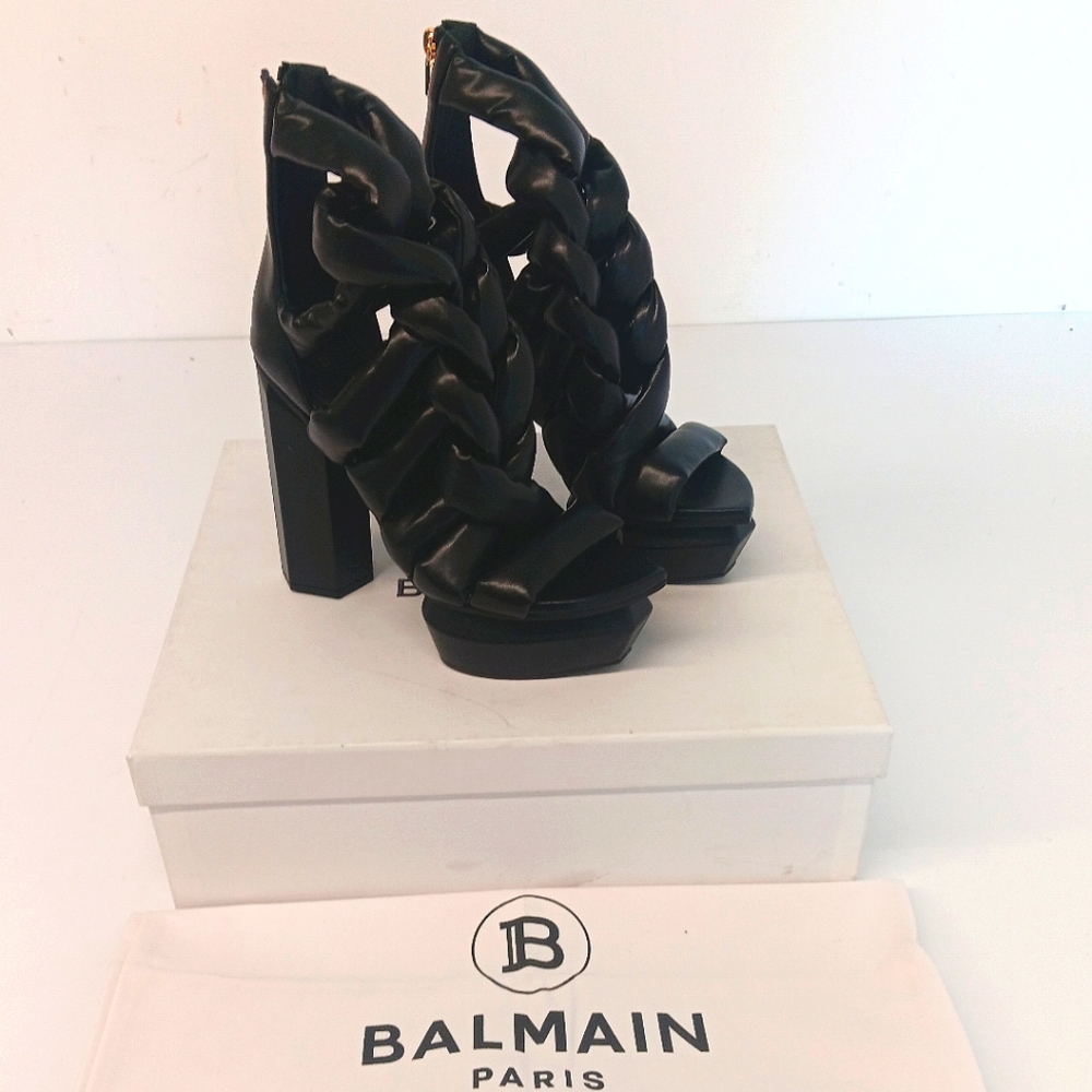 Balmain Women's Ava Braided Block-Heel Platform Pumps